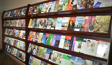 rows of Walsworth magazines
