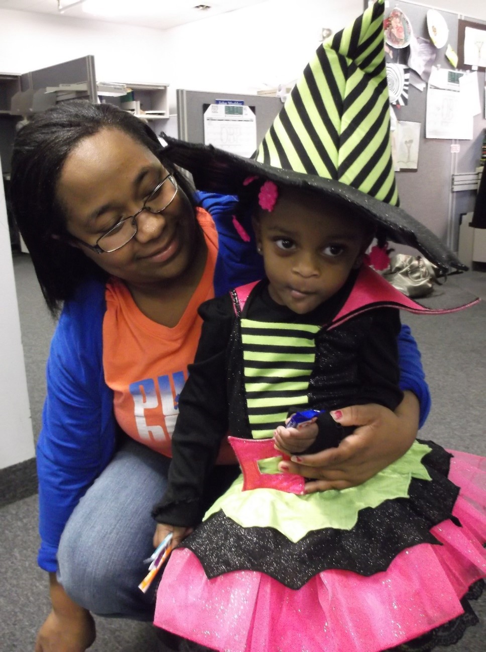Pam Gillett's daughter Lasha and granddaughter when they came to the plant for trick-or-treating.