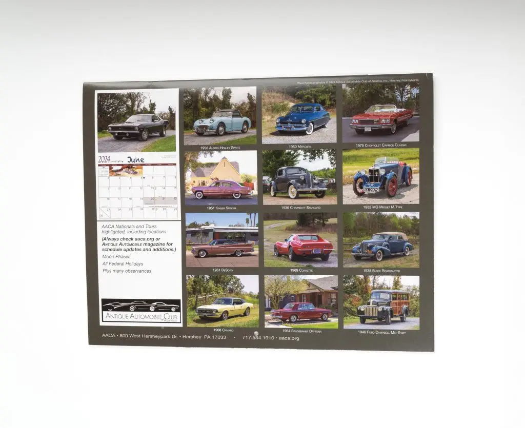 Antique Automobile Back Cover Calendar