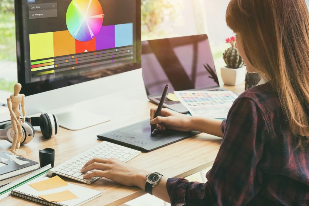 A Graphic designer working at her computer