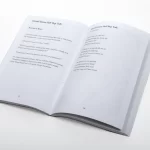 A magazine spread with text